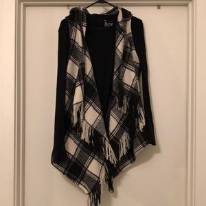 Black and White Plaid Blanket Vest (lightly used)